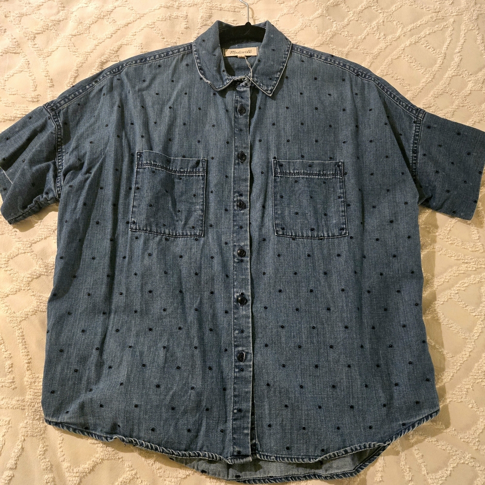 Madewell Denim Courier Shirt in Metallic Dots